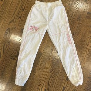 NWT - LF White Cargo Pant with Pink Trim